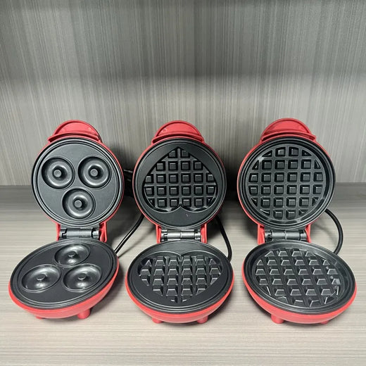Multi Functional Mini Heart-shaped Waffle Maker Double-sided Heated Breakfast Toaster, Portable Baking Machine Family Party