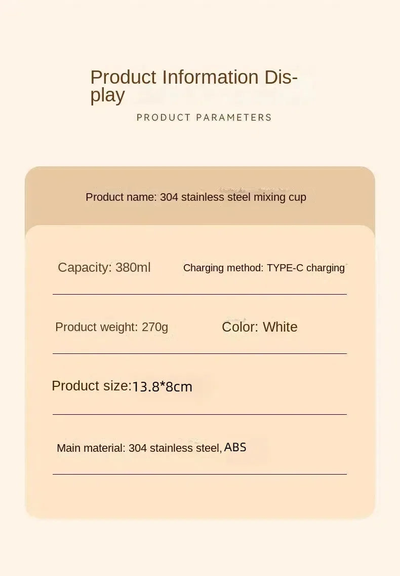 380ML Electric Coffee Self Mixing Mug IP67 Waterproof Coffee Stirring Mug USB Charging Digital Display Automatic Magnetic Cup