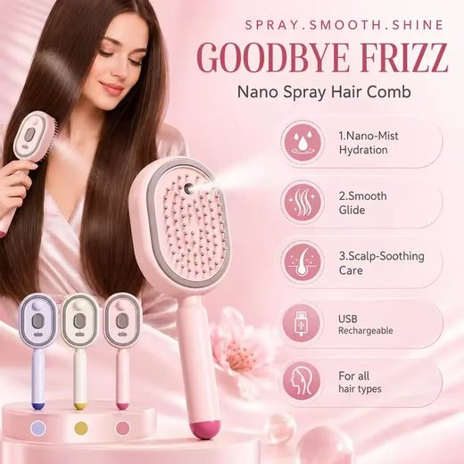 Electric Spray Air Cushions Massage Comb 3 in 1 Self Cleaning Steam Essential Oil Brush Rechargeable Spray Scalp Massager Combs