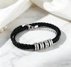 MaiLun 1pc  Customized Family Names Beads Men Braided Bracelet Personalized Jewelry Gift for Father boyfriend