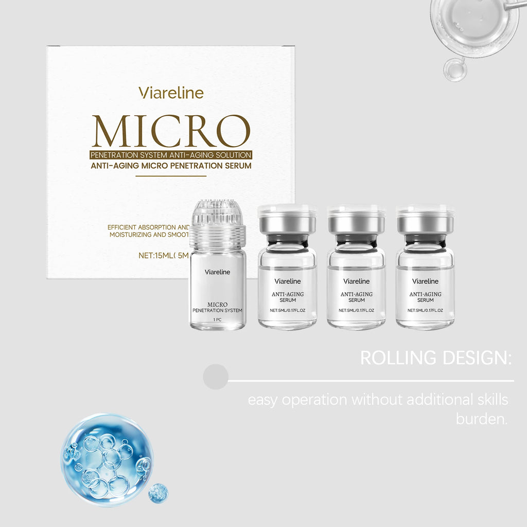 Facial Collagen 0.3mm Microneedle Skin Booster Serum Set Hydrating Roller Beauty Device Pro Home Beauty Care Glowing Skincare