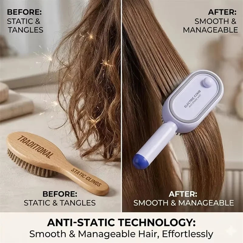 Electric Spray Air Cushions Massage Comb 3 in 1 Self Cleaning Steam Essential Oil Brush Rechargeable Spray Scalp Massager Combs
