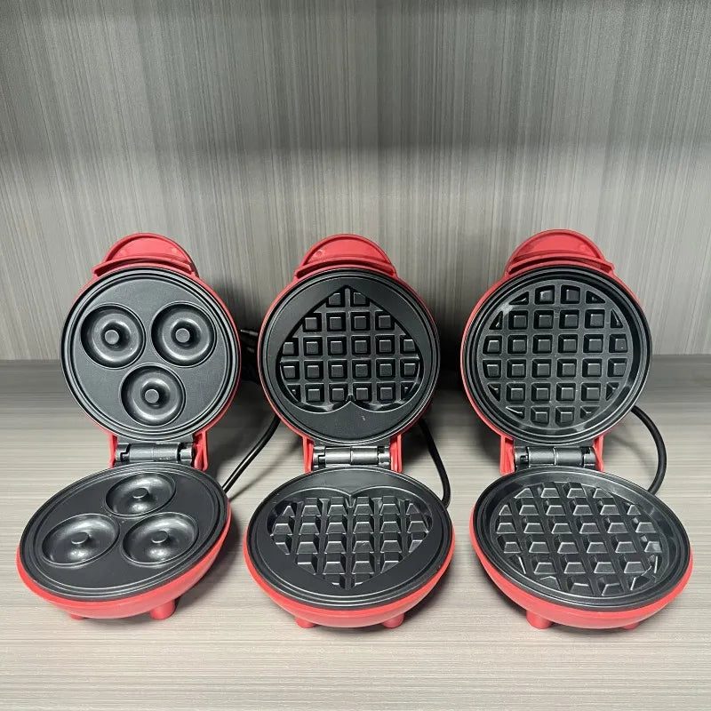 Multi Functional Mini Heart-shaped Waffle Maker Double-sided Heated Breakfast Toaster, Portable Baking Machine Family Party