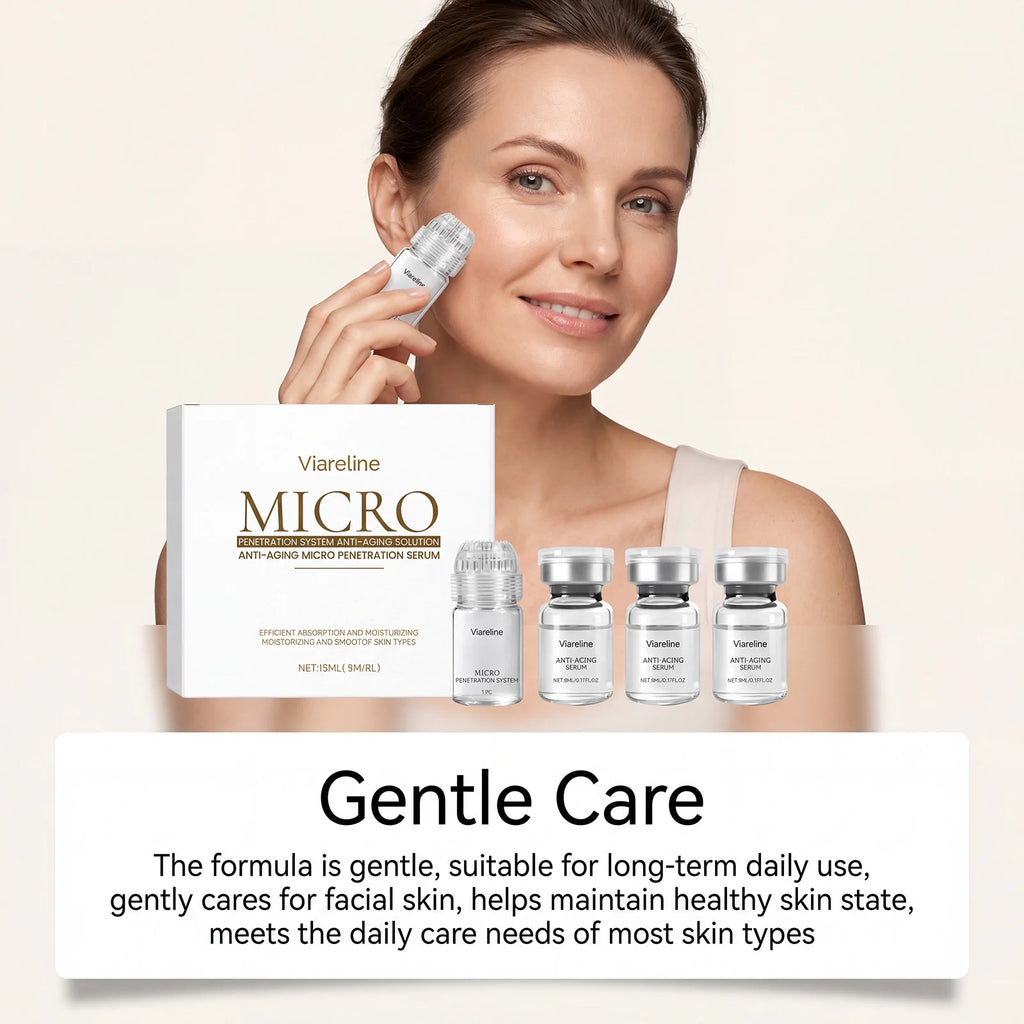 0.25mm Micro Penetration Anti-Aging Serum Kit Roller Collagen Boost Moisturizing Face Skin Firming Smoothing Facial Care Essence