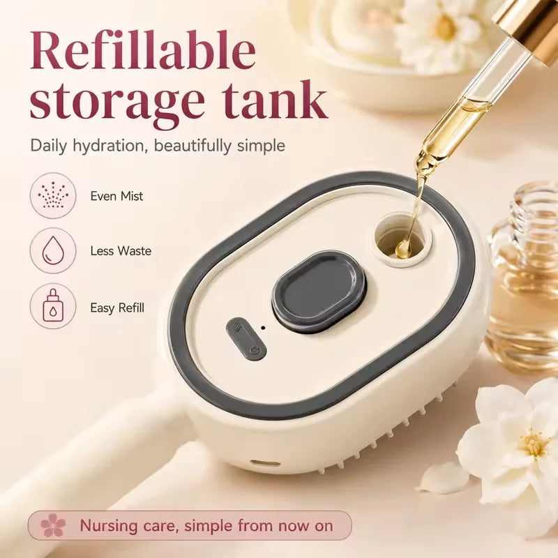 Electric Spray Air Cushions Massage Comb 3 in 1 Self Cleaning Steam Essential Oil Brush Rechargeable Spray Scalp Massager Combs