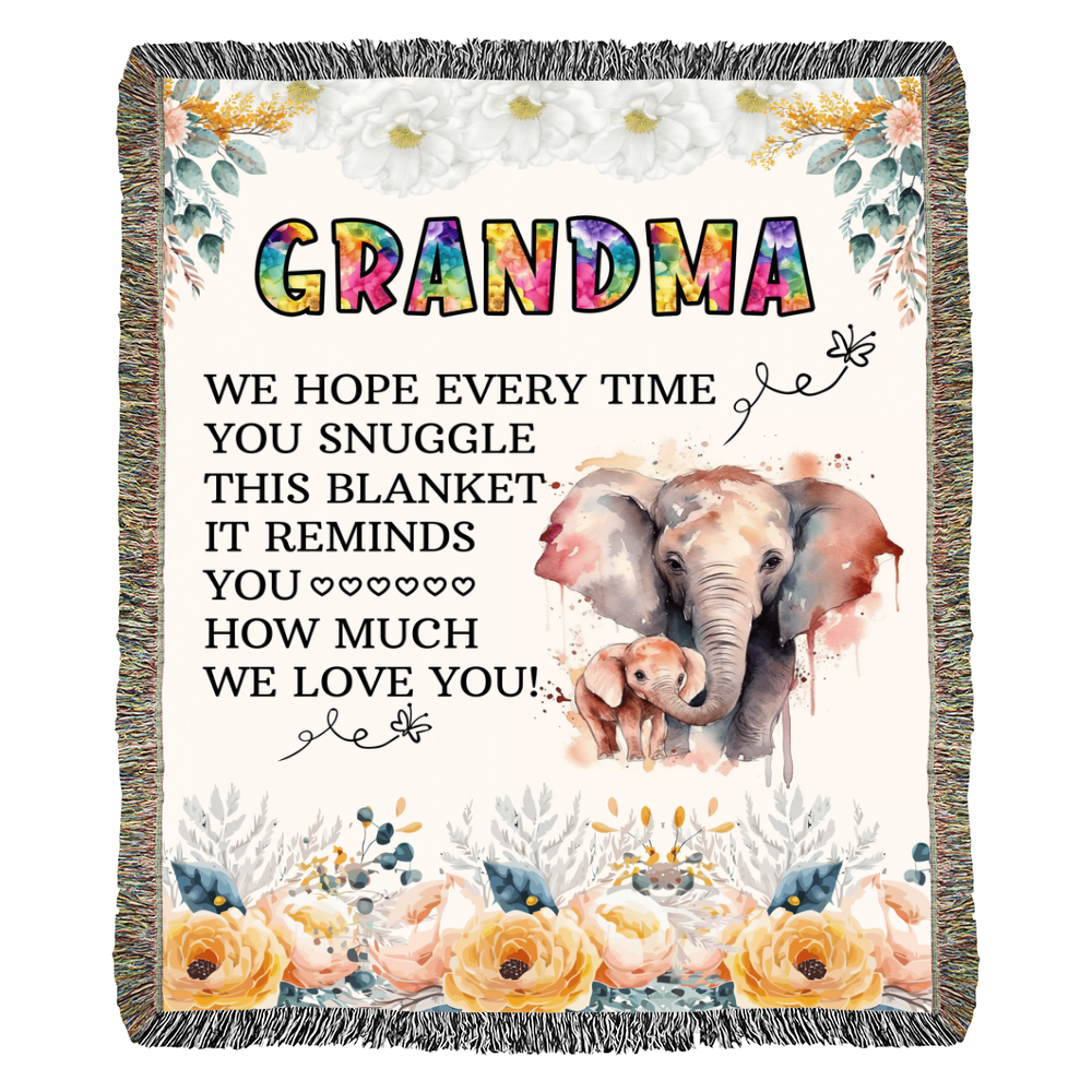 To My Grandma - Elephant Woven Blanket